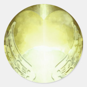 Sticker Rond Le coeur d'or avec l'ange s'envole le modèle