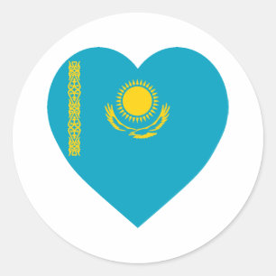 Sticker Rond Le coeur du drapeau du Kazakhstan
