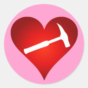 Sticker Rond Le coeur et le marteau de rock du géologue