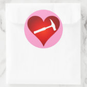 Sticker Rond Le coeur et le marteau de rock du géologue (Sac)