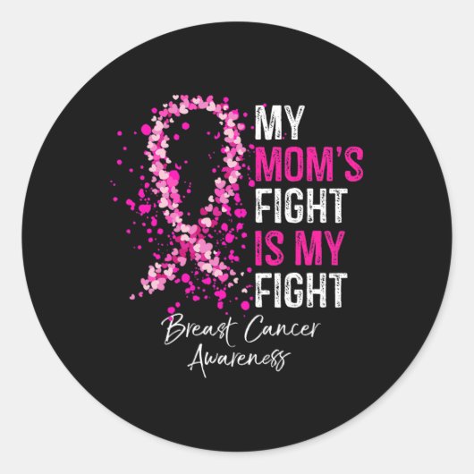 Sticker Rond Le combat de maman est ma lutte Conscience du canc (Devant)