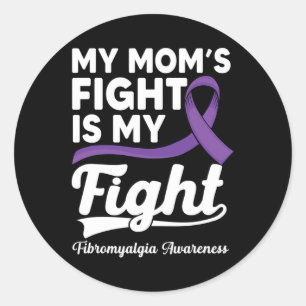 Sticker Rond Le combat de maman est mon combat Purple Fibromyal
