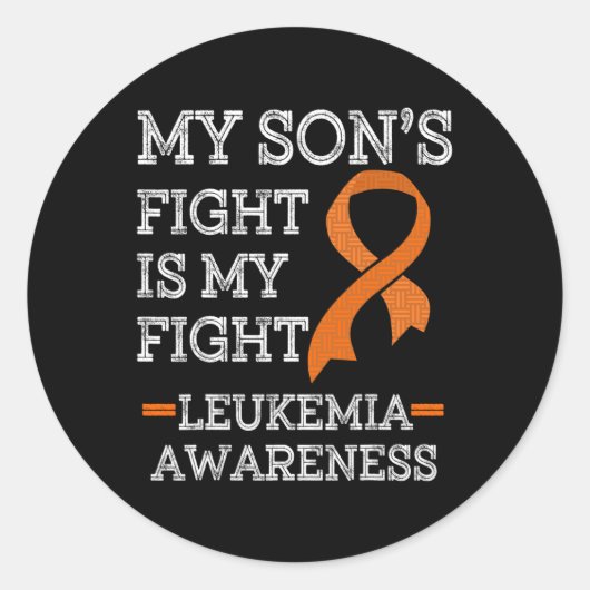 Sticker Rond Le combat de mon fils est ma lutte contre la leucé (Devant)