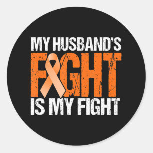 Sticker Rond Le combat de mon mari est ma lutte contre la leucé