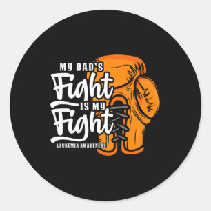 Sticker Rond Le combat de mon père est mon combat. Boxer Leukem