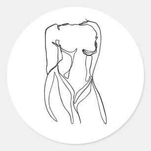 Sticker Rond le corps des femmes noires et blanches minimes