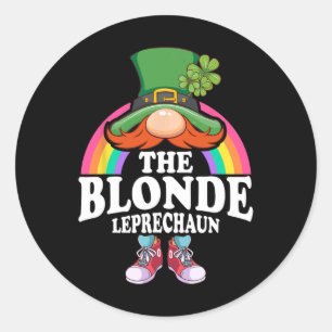 Sticker Rond Le costume de la Saint-Patrick du lutin blond