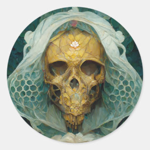 Sticker Rond Le crâne d'abeille de drone Imaginaire Sci-Fi