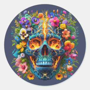Sticker Rond Le crâne d'acceptation de la nature