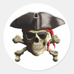 Sticker Rond Le crâne du Jolly roger pirate