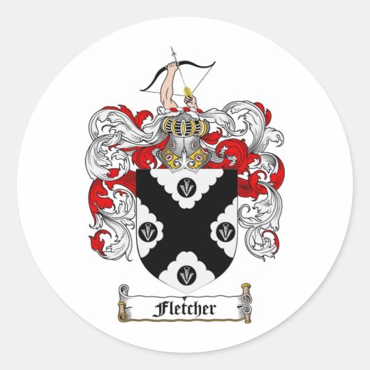 STICKER ROND LE CREST DE FAMILLE DE FLETCHER - MANTEAU DE (Devant)