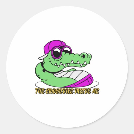 Sticker Rond Le crocodile en moi | jolie conception (Devant)