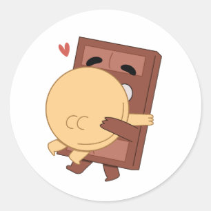 Sticker Rond Le Cutest Hug Pancake et Choco Valentine Love