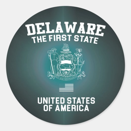 Sticker Rond Le Delaware Le Premier État (Devant)