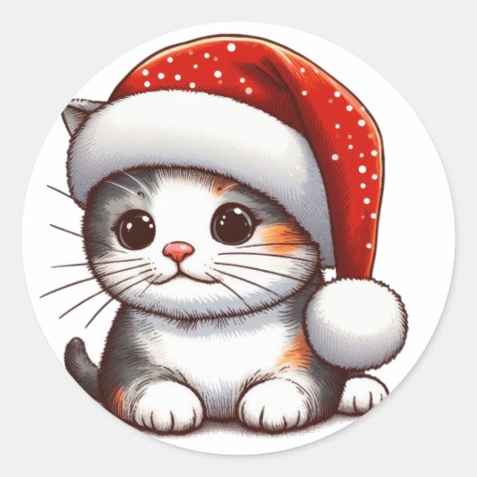 Sticker Rond Le délice de Noël de Merry Kitten (Devant)