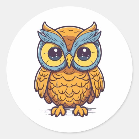 Sticker Rond Le délice de Owl : Design graphique à la Kawaii (Devant)