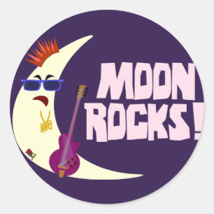 Sticker Rond Le dessin animé Moon Rocks