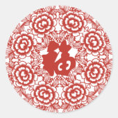Sticker Rond Le dessin "Bénédiction" du personnage chinois (Devant)