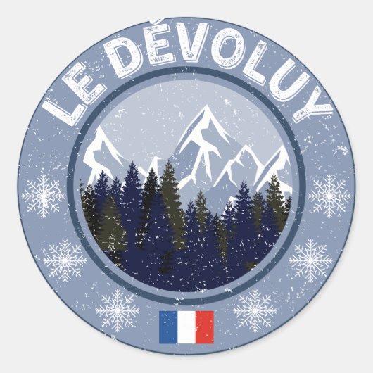 Sticker Rond Le Dévoluy Station de Ski (Devant)