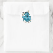 Sticker Rond Le diable de caricature bleu (Sac)