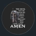 Sticker Rond Le Diable M'A Vu Avec Ma Tête En Bas Jusqu'À Ce Qu<br><div class="desc">C'est un gage pour votre famille,  friends who love Jesus. They will be happy to receive this gift from you during the holiday season or any other day.</div>
