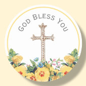Sticker Rond Le Dieu Floral Vous Bénit Religieux