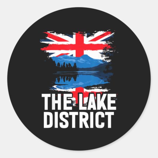Sticker Rond Le district des lacs + drapeau britannique (Devant)