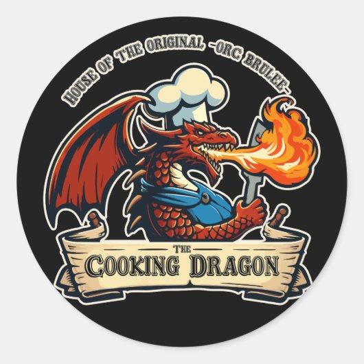Sticker Rond Le dragon de la Cuisine (Devant)