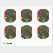 Sticker Rond Le dragon et la pizza (Feuille)
