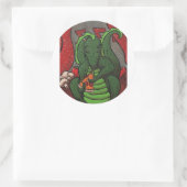 Sticker Rond Le dragon et la pizza (Sac)