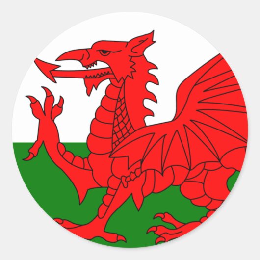 Sticker Rond Le Dragon Rouge [Drapeau du Pays de Galles] (Devant)