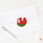 Sticker Rond Le Dragon Rouge [Drapeau du Pays de Galles] (Enveloppe)