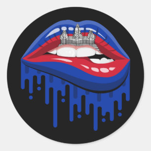 Sticker Rond Le drapeau de la racine de fierté des lèvres du Ca