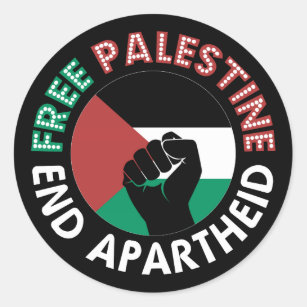 Sticker Rond Le drapeau de l'apartheid de la Palestine libre es
