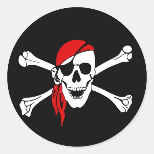 Sticker Rond le drapeau de pirate désosse le danger de crâne