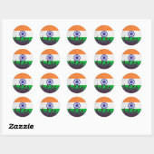 Sticker Rond Le drapeau indien avec l'audience (Feuille)