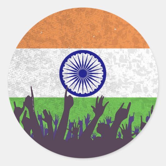 Sticker Rond Le drapeau indien avec l'audience (Devant)