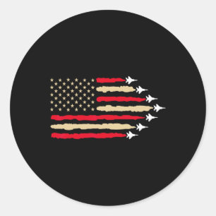 Sticker Rond Le Drapeau Patriotique Américain Jette Avion 4e De
