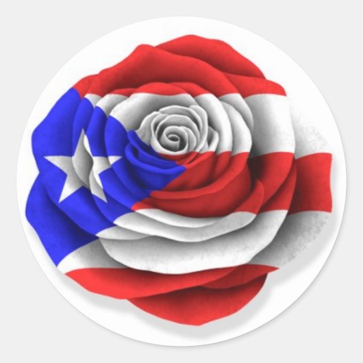 Sticker Rond Le drapeau Rose portoricain blanc (Devant)
