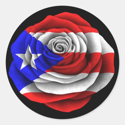 Sticker Rond Le drapeau Rose portoricain noir (Devant)