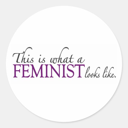 Sticker Rond Le féministe regarde le goût (Devant)
