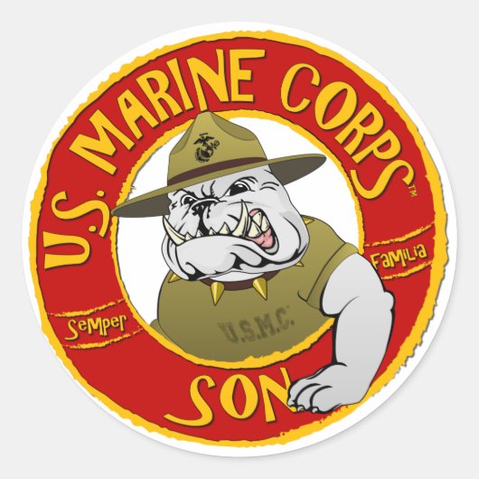 Sticker Rond Le fils du Marine Corps américain (Devant)
