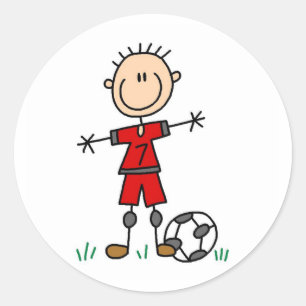 Sticker Rond Le football uniforme rouge de garçon