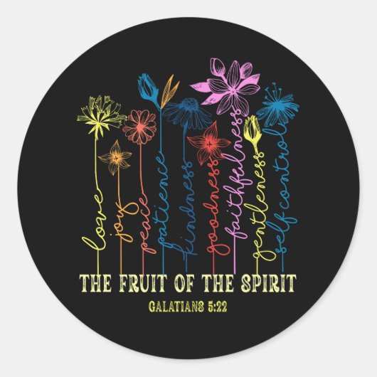 Sticker Rond Le Fruit De L'Esprit Galates 5 22 Floral Chri (Devant)