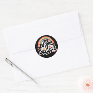 Sticker Rond Le Futur est Drapeau Arc-en-ciel LGBTQ Inclusif Ga