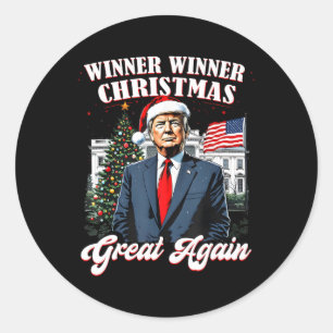 Sticker Rond Le gagnant de Noël Grand à nouveau amusant Trump 2