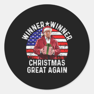 Sticker Rond Le gagnant Noël grand à nouveau Trump Funny Hu