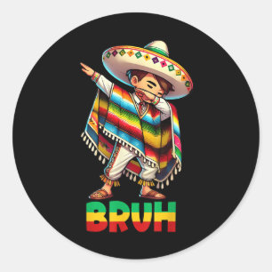 Sticker Rond Le garçon mexicain Dabbing Poncho Sombrero Cinco D