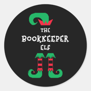 Sticker Rond Le gardien de livres Elf Noël tenue Noël Noël Noël