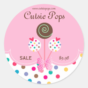 Sticker Rond Le gâteau saute la menthe mignonne de rose de